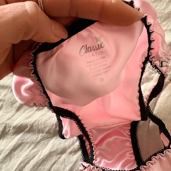 (FLAWED) Classic Satin Pink Pandora Bikini Cut Panties - Picture 5 of 6